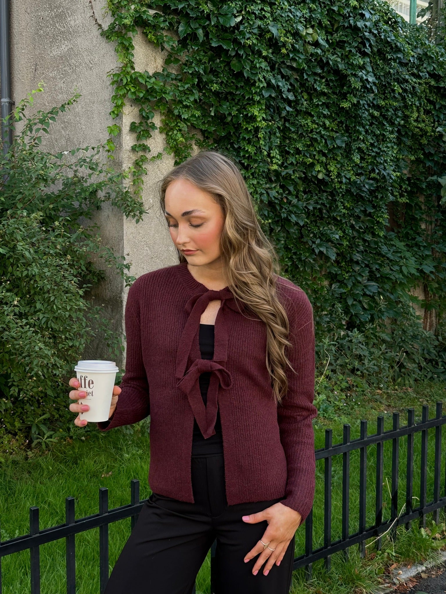 PCSILLY Knit Cardigan - Tawny Port